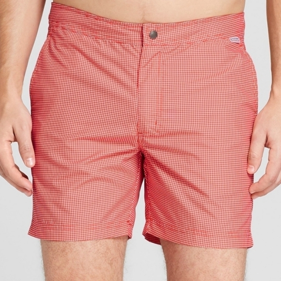 Ibiza Ocean Club Red Picnic Gingham Swim Shorts 34 - Picture 1 of 7